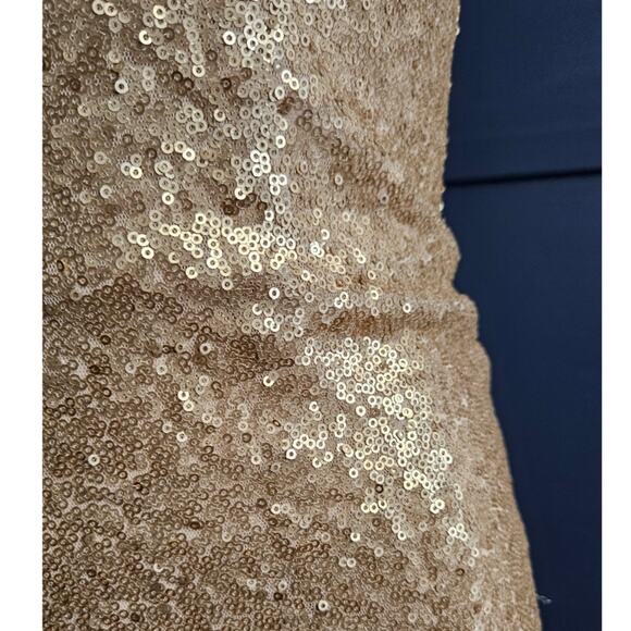 Bari Jay Bridesmaids 1666 Sequin Champagne Dress sz 4 - Picture 6 of 8